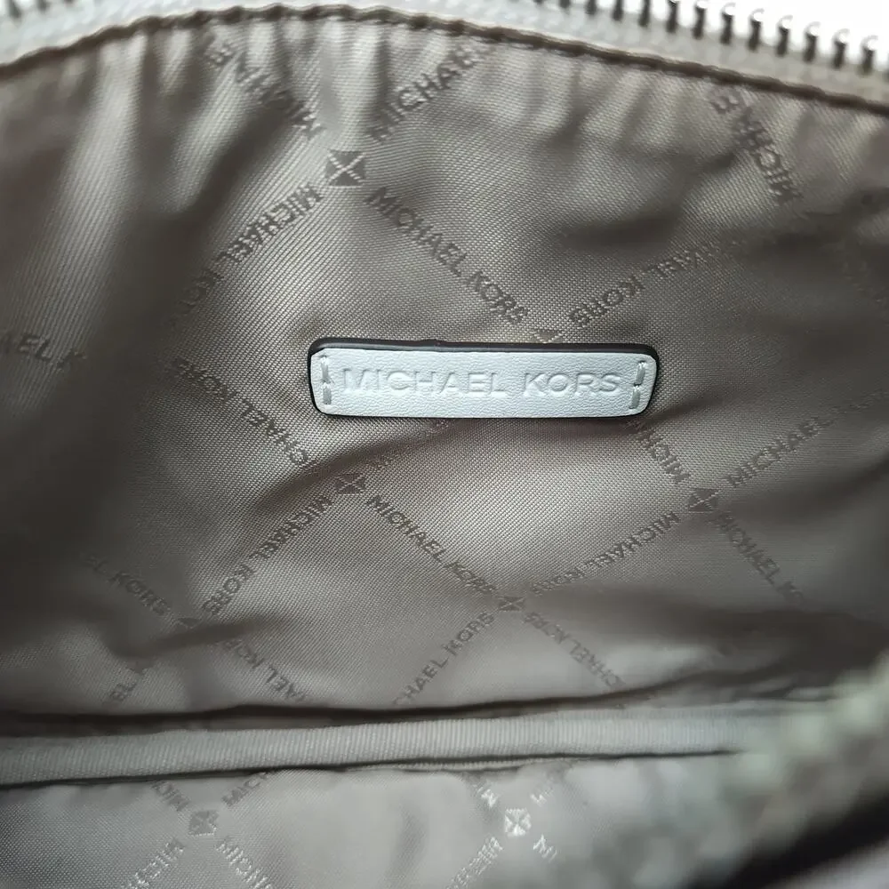 Michael Kors Jet Set White Leather Airplanes Printed Zipper Hobo Bag - NWT